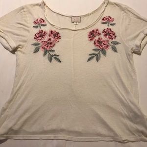 Anthropologie woven and embroidered top